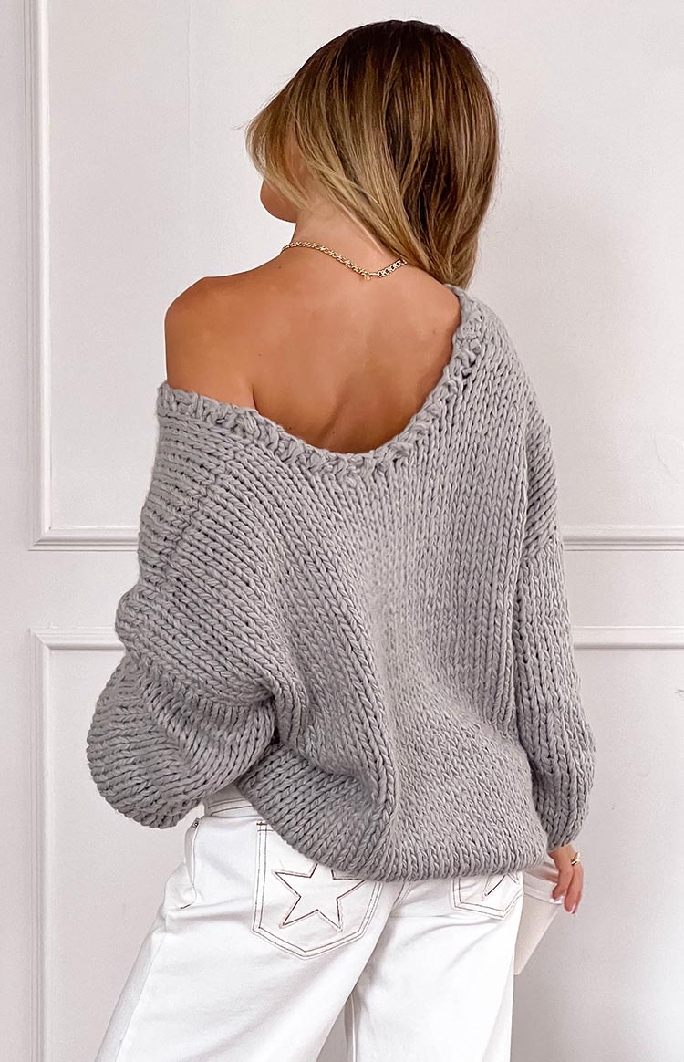 Delvey Grey Chunky Knit Sweater