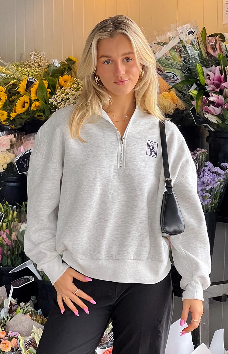 Yazmin Grey Marl Quater Zip Jumper