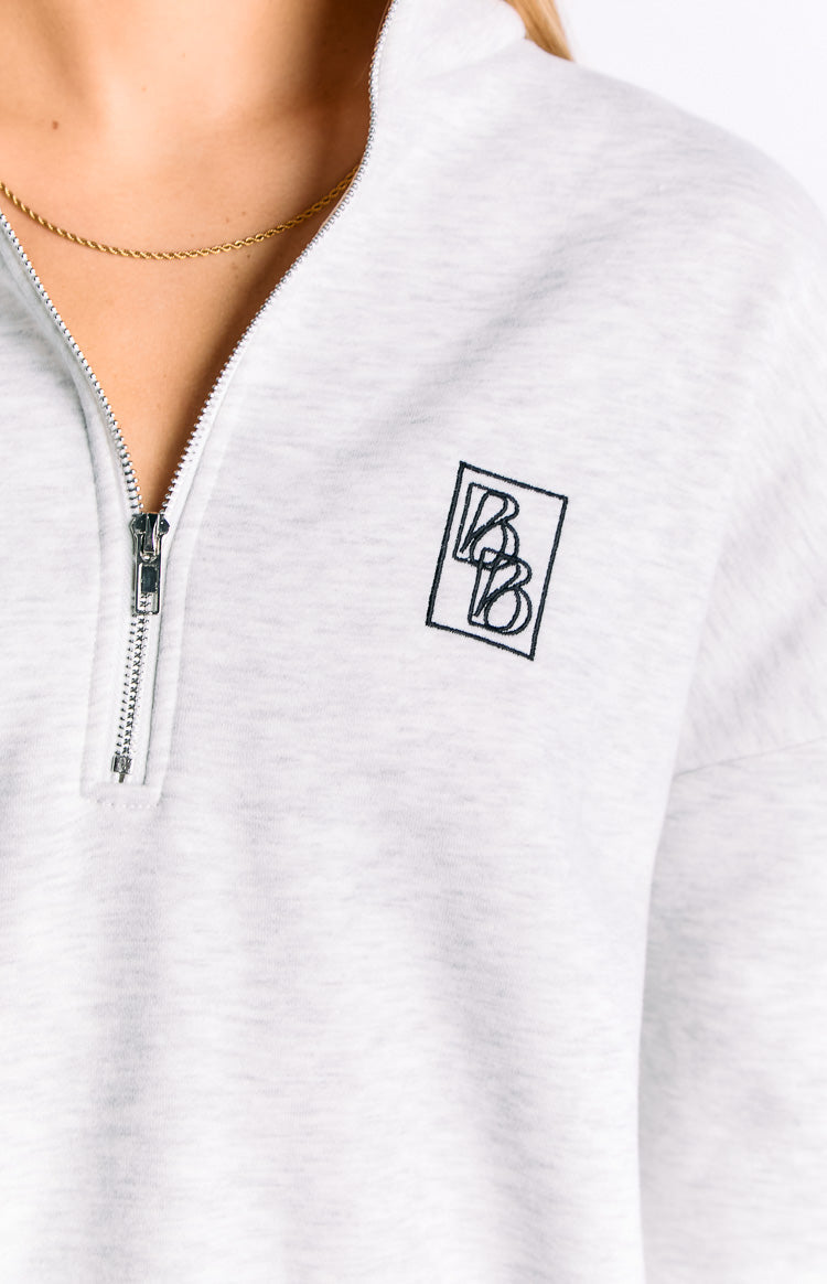 Yazmin Grey Marl Quater Zip Jumper