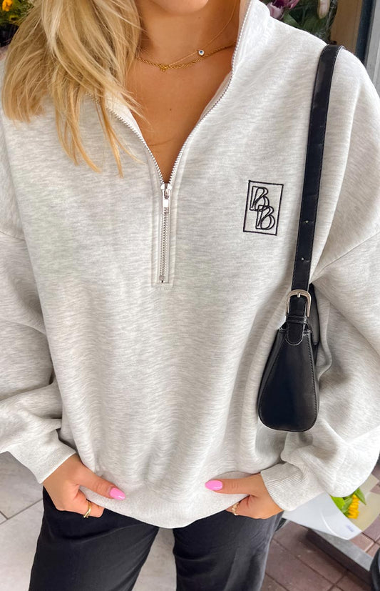 Yazmin Grey Marl Quater Zip Jumper